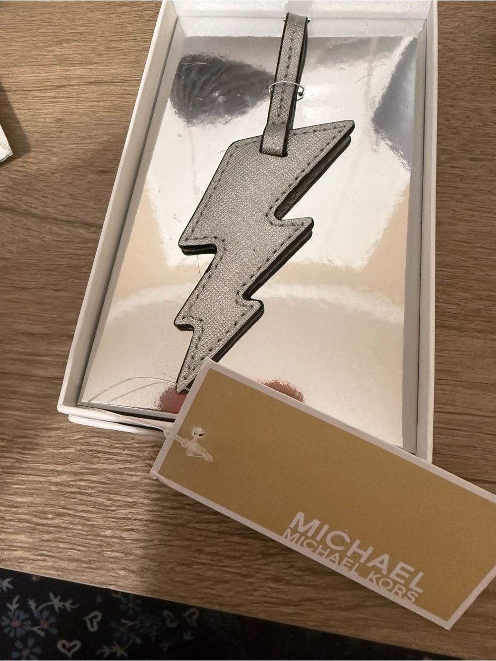 NWT Michael Kors Silver Metallic Lightning Bolt Charm